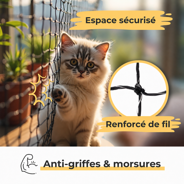 Filet de protection pour chat - Balcon & Fenêtre