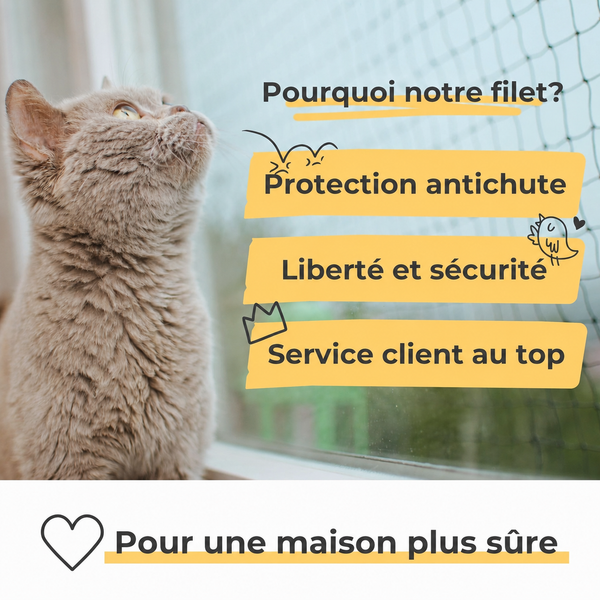 Filet de protection pour chat - Balcon & Fenêtre
