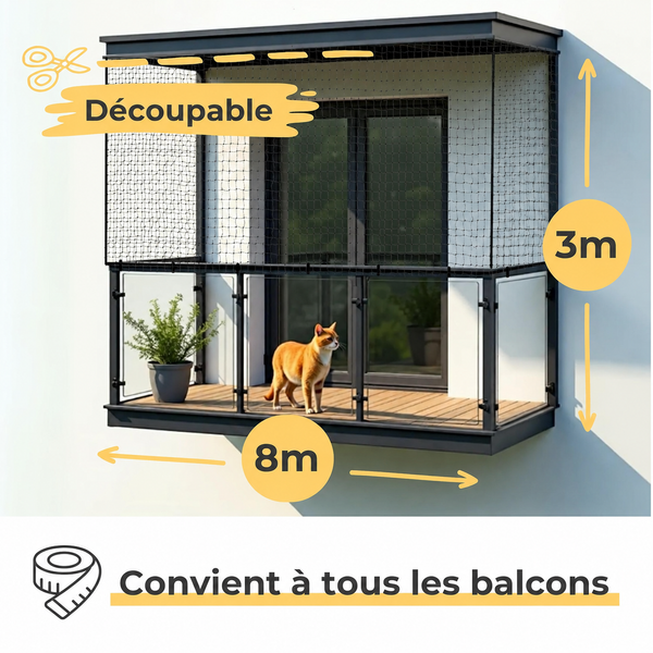 Filet de protection pour chat - Balcon & Fenêtre